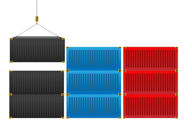 collection of cargo containers in vector