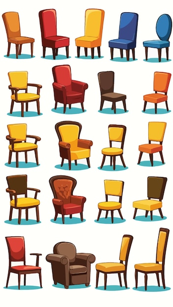 Vector a collection of chairs cartoon drawing artwork vector