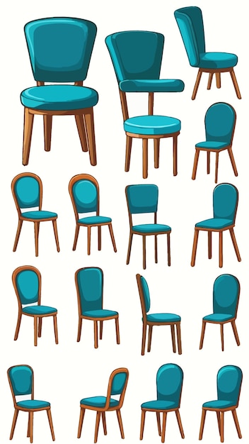 Vector a collection of chairs cartoon drawing artwork vector