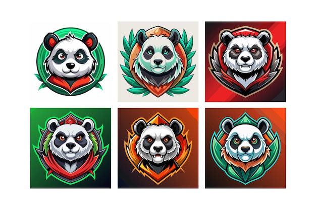 Vector a collection of charming panda figures designed for vector logo illustrations