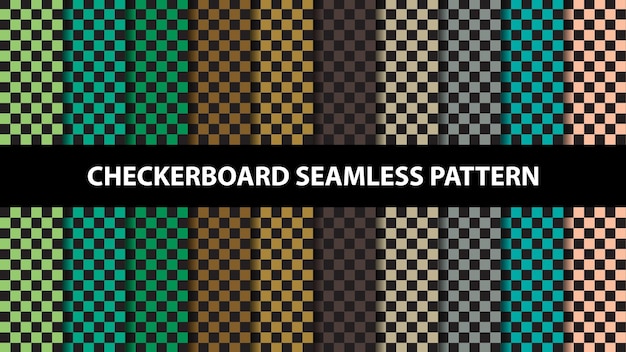 Collection of checkerboard vector seamless pattern Checkerboard wallpaper