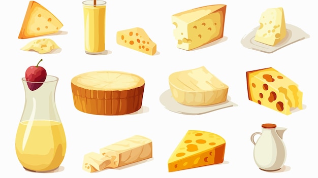 Vector a collection of cheeses from the new york