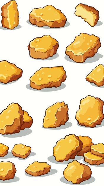 A collection of chicken nuggets cartoon drawing artwork illustration vector