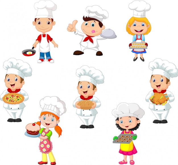 Collection of children cook chef