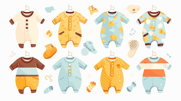 Vector a collection of childrens clothing including one of the ones that is called baby clothes