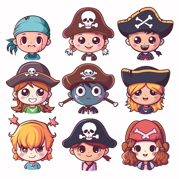 Vector a collection of childrens dolls including a pirate pirate and pirate