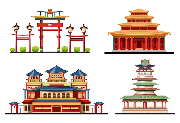 collection of Chinese buildings