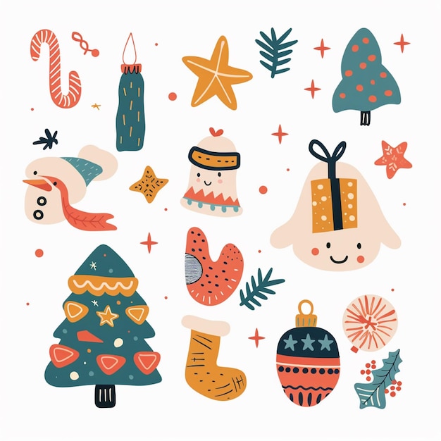 Vector a collection of christmas decorations including a bunny a rabbit a rabbit and a rabbit