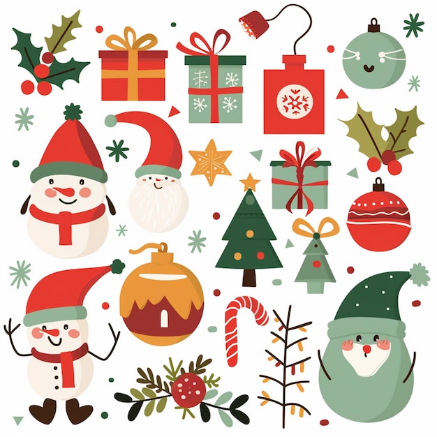 Vector a collection of christmas icons including santa santa and santa