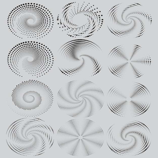 Vector a collection of circles and circles with a black and white pattern