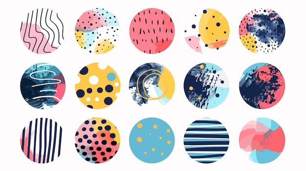 Vector a collection of circles with different colors and shapes