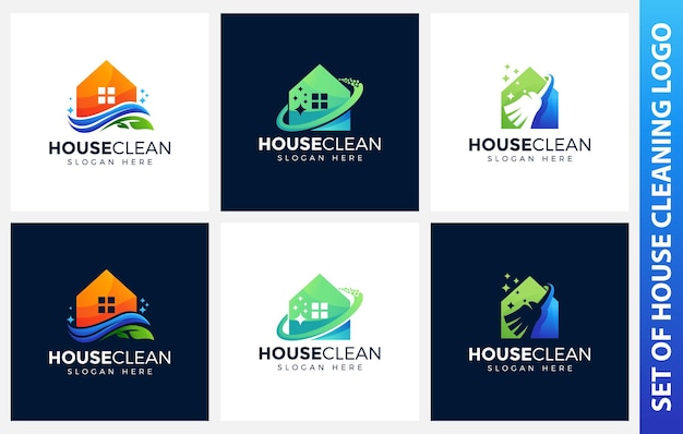 collection clean house logo design vector illustration