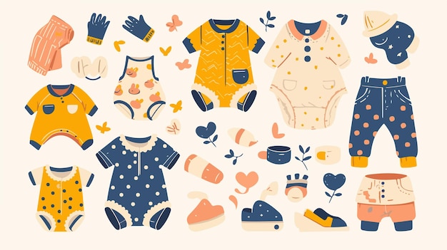 Vector a collection of clothes including baby baby and baby clothes