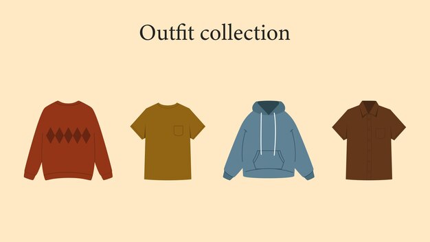 Vector a collection of clothing items including a hoodie a shirt a sweater