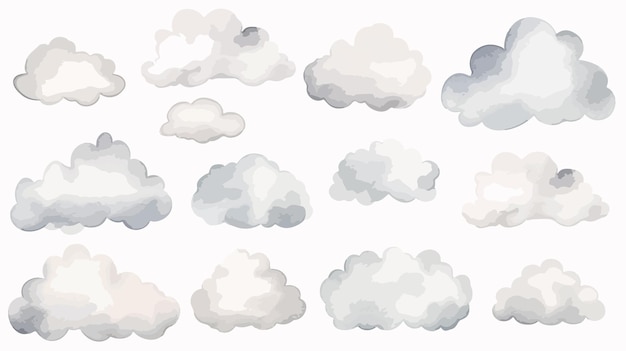 a collection of clouds with a background of different shapes