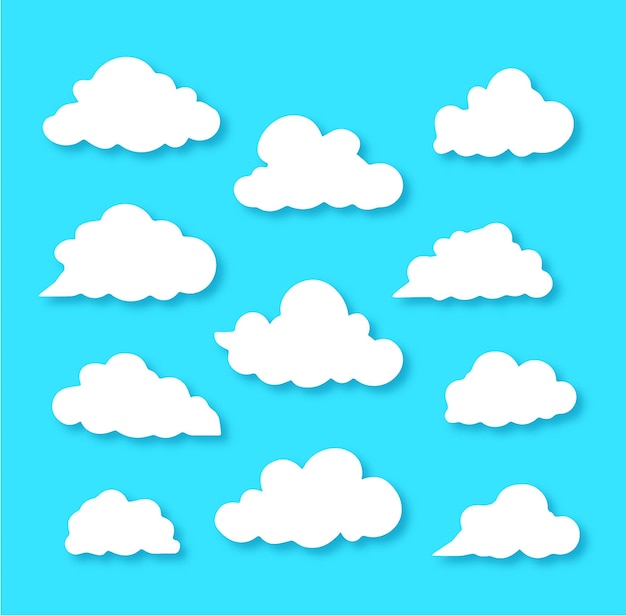 a collection of clouds with a blue background