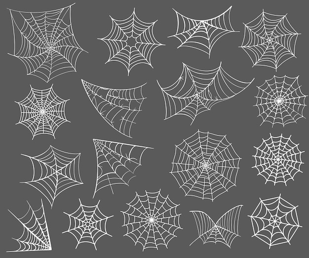 Collection of Cobweb isolated on transparent background. Spiderweb for Halloween design.