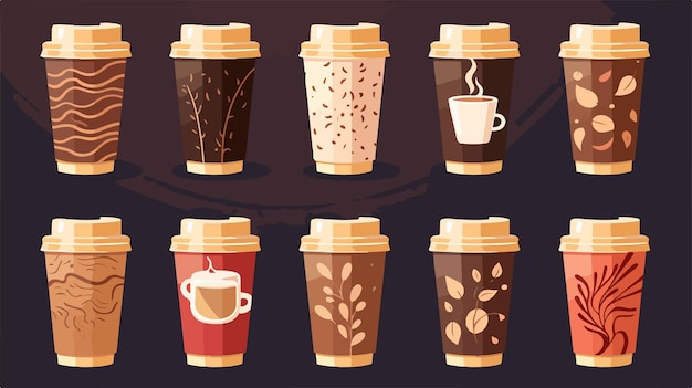 a collection of coffee cups with the words coffee in them