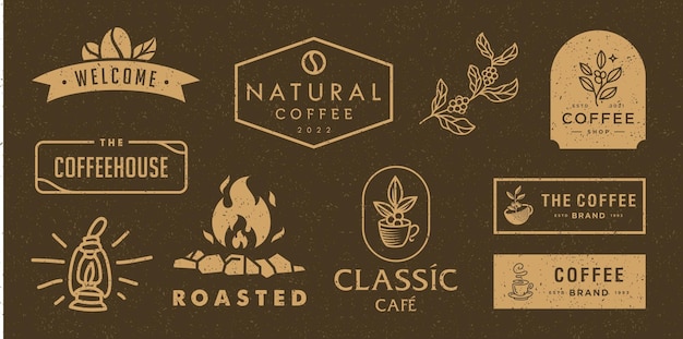 A collection of coffee logos including coffee, coffee, and coffee.