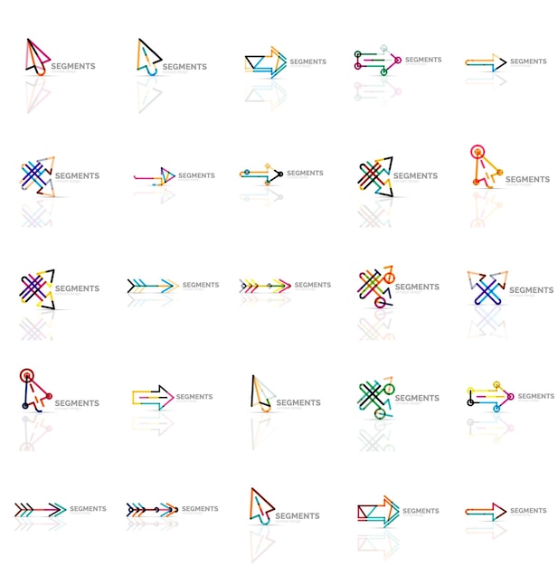 Collection of colorful abstract origami logos