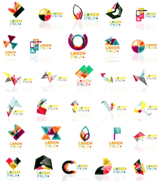 Collection of colorful abstract origami logos