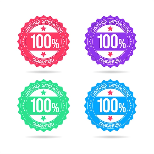 Collection of colorful badge customer satisfaction guaranteed