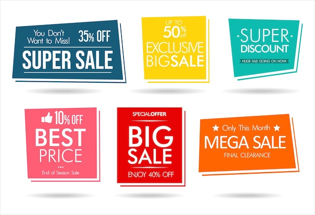 Collection of colorful badges and labels modern super sale style