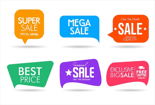 Collection of colorful badges and labels modern super sale style