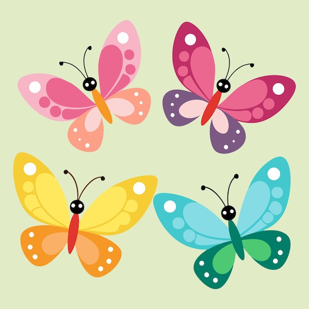 Vector a collection of colorful butterflies with different colors