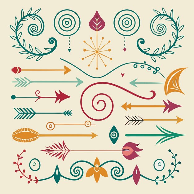 Vector a collection of colorful designs including arrows and arrows