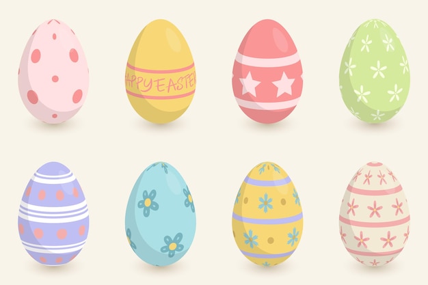 Collection of colorful easter eggs