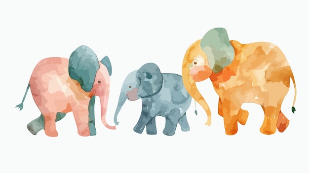 Vector a collection of colorful elephants from the art gallery