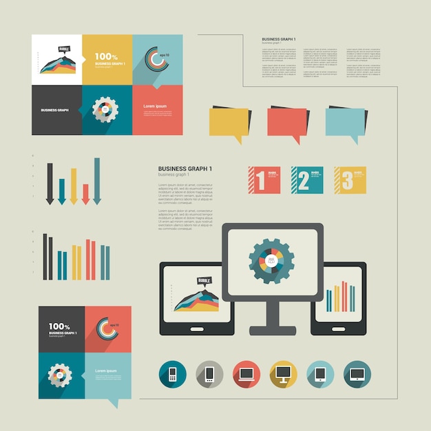 Vector collection of colorful flat infographic elements.