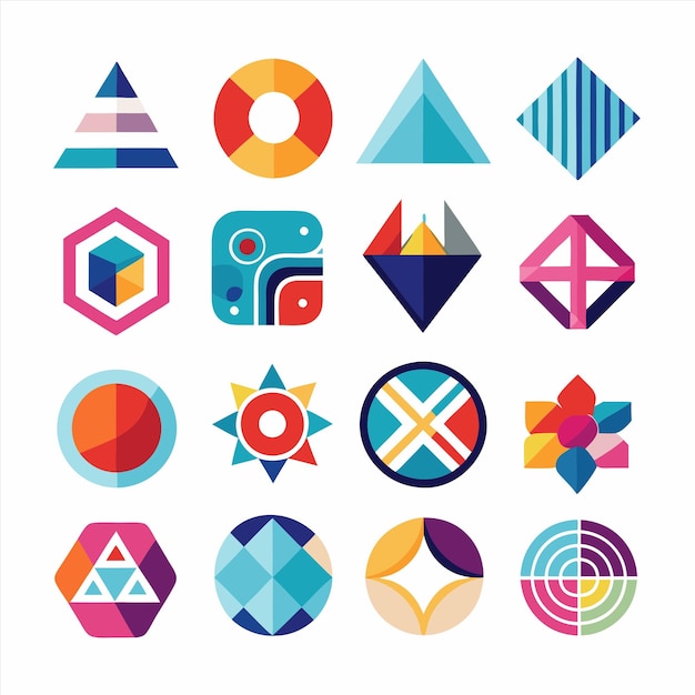 Vector a collection of colorful geometric designs including a triangle triangle and triangle