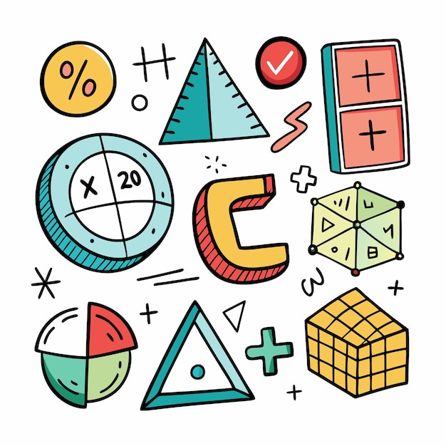 Vector a collection of colorful geometric shapes including one that says c