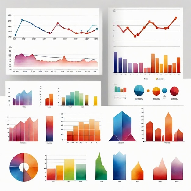 Vector a collection of colorful graphs and charts with a chart that saysfinancial serviceson it