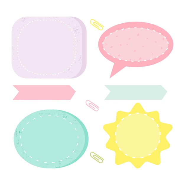 a collection of colorful images including a speech bubble