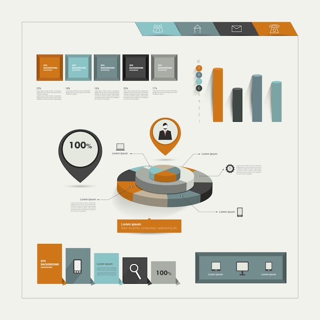 Collection of colorful infographic elements.