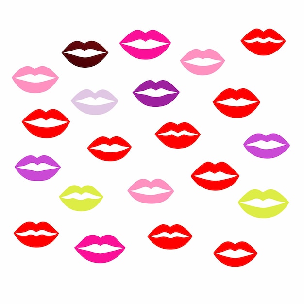 a collection of colorful lips with different colors