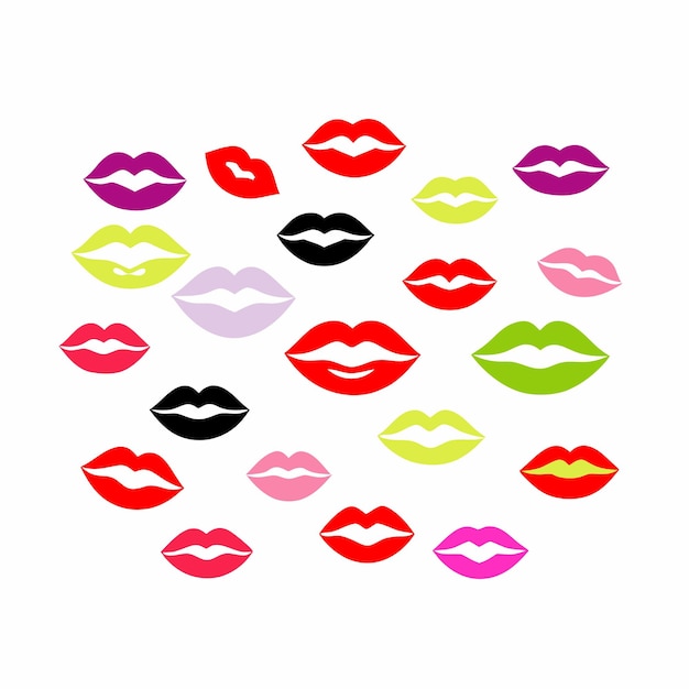 a collection of colorful lips with pink lips