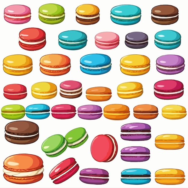 a collection of colorful macarons cartoon drawing artwork illustration vector