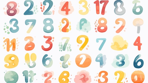 a collection of colorful numbers with the numbers on them