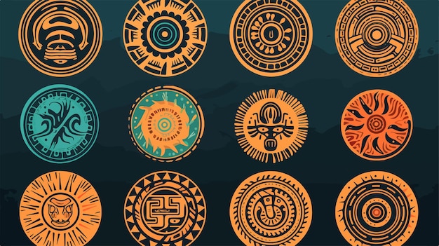 Vector a collection of colorful and orange geometric designs