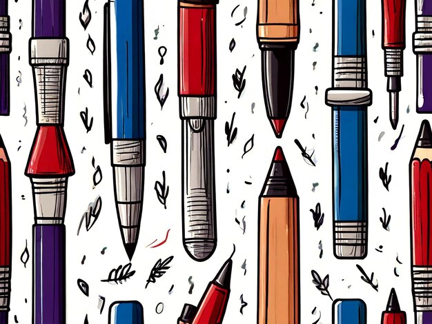 Vector a collection of colorful pens with the word pen on the bottom