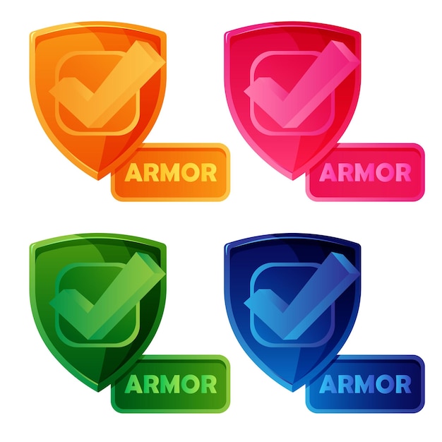 Collection of colorful shields  verification installation