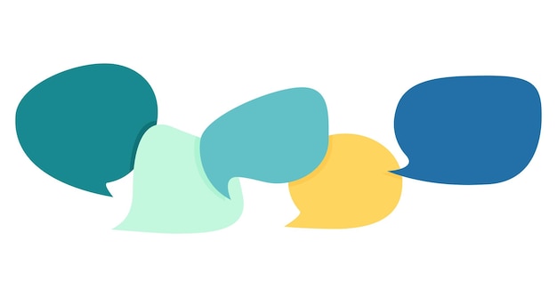 Collection of colorful speech bubbles and dialog balloons, vector flat design