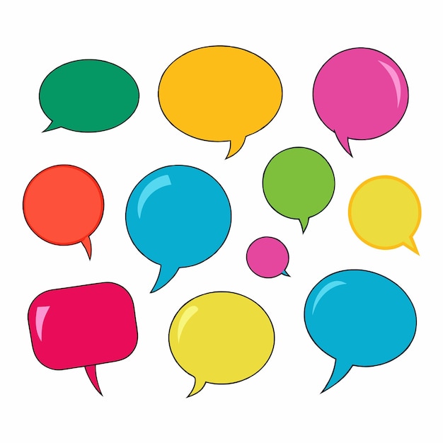 Collection of colorful speech bubbles on a white background