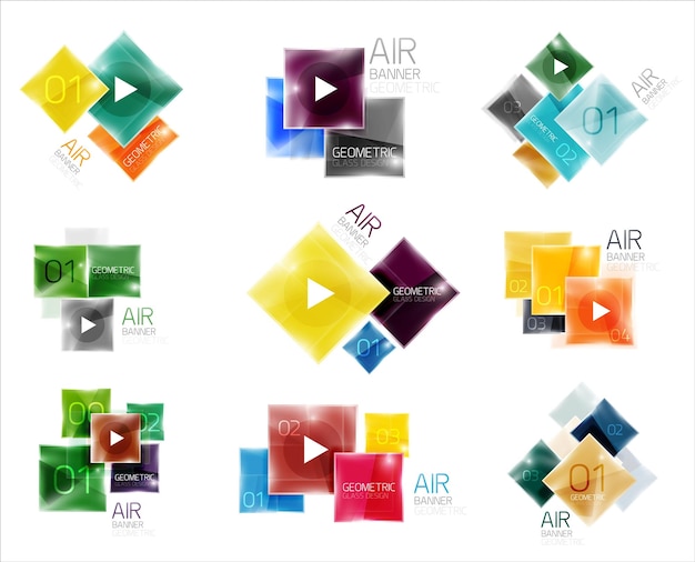 Collection of colorful square web boxes