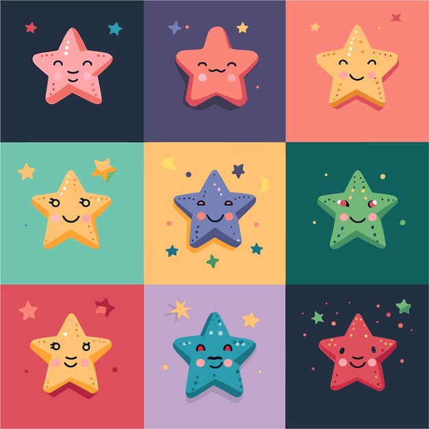 Vector a collection of colorful starfish with a pink background