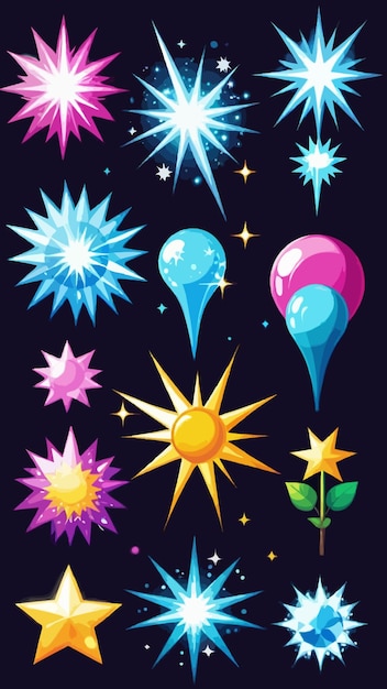 Vector a collection of colorful stars cartoon drawing artwork vector